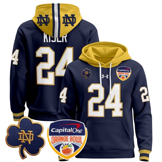Men's Notre Dame Fighting Irish Orange Bowl Patch Pullover Hoodie - All Stitched