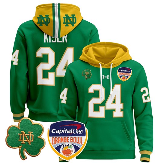 Men's Notre Dame Fighting Irish Orange Bowl Patch Pullover Hoodie - All Stitched