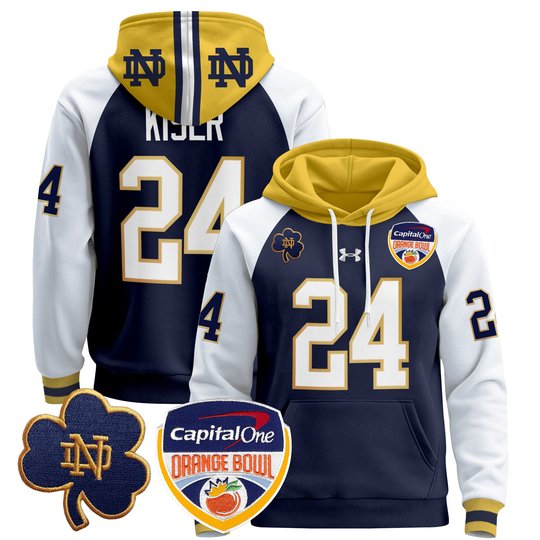 Men's Notre Dame Fighting Irish Orange Bowl Patch Pullover Hoodie - All Stitched