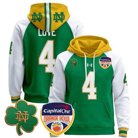 Men's Notre Dame Fighting Irish Orange Bowl Patch Pullover Hoodie - All Stitched