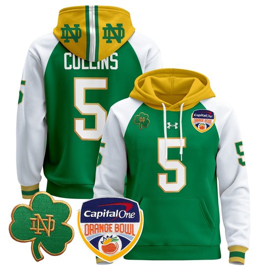 Men's Notre Dame Fighting Irish Orange Bowl Patch Pullover Hoodie - All Stitched