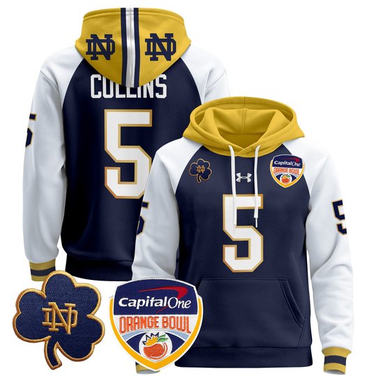 Men's Notre Dame Fighting Irish Orange Bowl Patch Pullover Hoodie - All Stitched