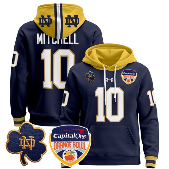 Men's Notre Dame Fighting Irish Orange Bowl Patch Pullover Hoodie - All Stitched