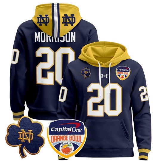 Men's Notre Dame Fighting Irish Orange Bowl Patch Pullover Hoodie - All Stitched