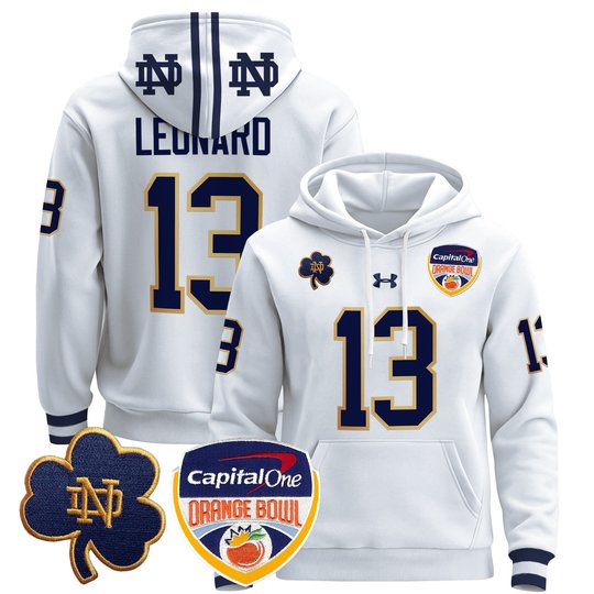 Men's Notre Dame Fighting Irish Orange Bowl Patch Pullover Hoodie - All Stitched