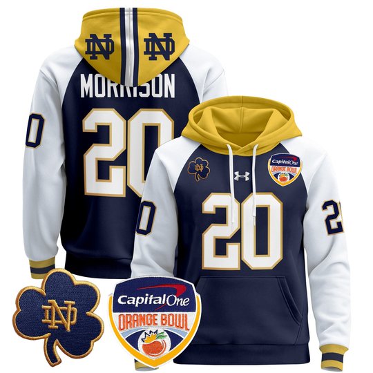 Men's Notre Dame Fighting Irish Orange Bowl Patch Pullover Hoodie - All Stitched