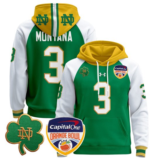 Men's Notre Dame Fighting Irish Orange Bowl Patch Pullover Hoodie - All Stitched