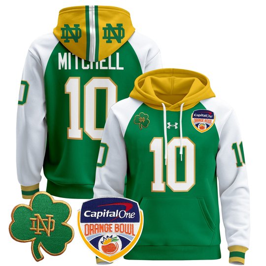 Men's Notre Dame Fighting Irish Orange Bowl Patch Pullover Hoodie - All Stitched