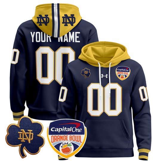 Notre Dame Fighting Irish Orange Bowl Patch Custom Pullover Hoodie - All Stitched