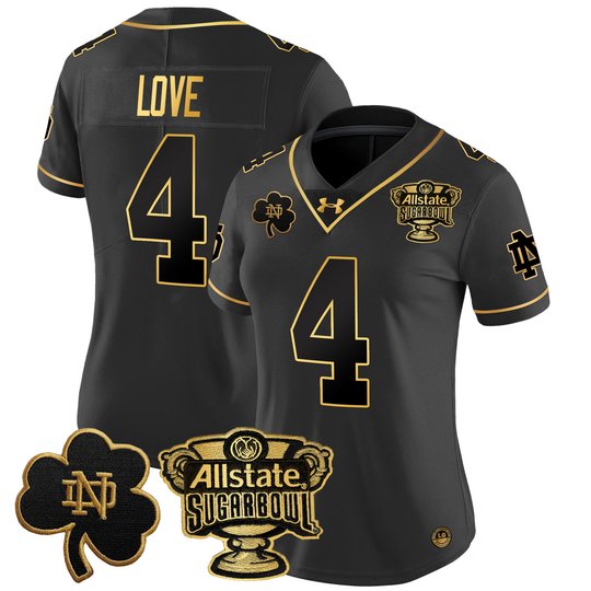 Women's Notre Dame Fighting Irish 2024 Sugar Bowl Gold Patch Vapor Limited Jersey V2 - All Stitched