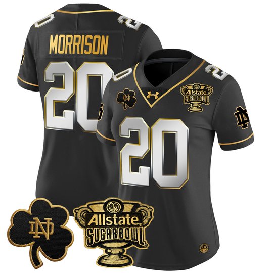 Women's Notre Dame Fighting Irish 2024 Sugar Bowl Gold Patch Vapor Limited Jersey V2 - All Stitched