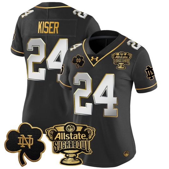 Women's Notre Dame Fighting Irish 2024 Sugar Bowl Gold Patch Vapor Limited Jersey V2 - All Stitched