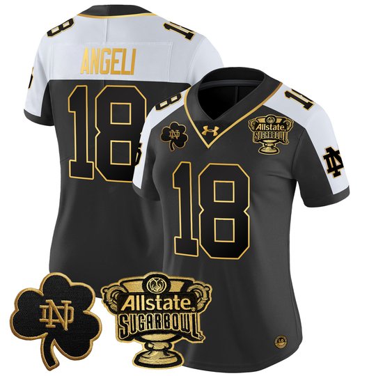Women's Notre Dame Fighting Irish 2024 Sugar Bowl Gold Patch Vapor Limited Jersey V2 - All Stitched