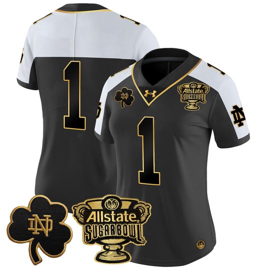 Women's Notre Dame Fighting Irish 2024 Sugar Bowl Gold Patch Vapor Limited Jersey V2 - All Stitched