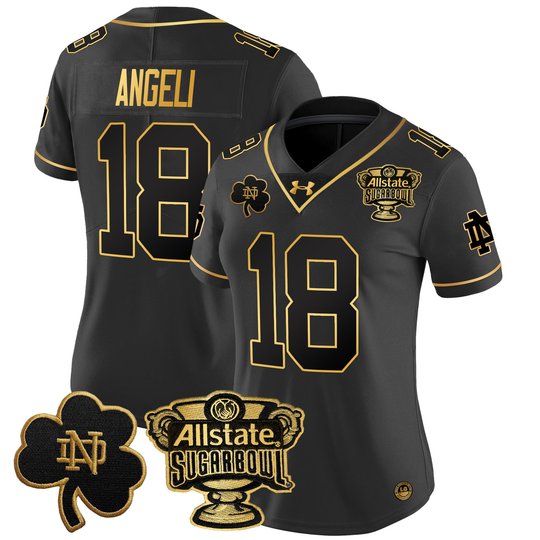 Women's Notre Dame Fighting Irish 2024 Sugar Bowl Gold Patch Vapor Limited Jersey V2 - All Stitched