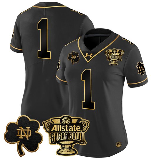 Women's Notre Dame Fighting Irish 2024 Sugar Bowl Gold Patch Vapor Limited Jersey V2 - All Stitched