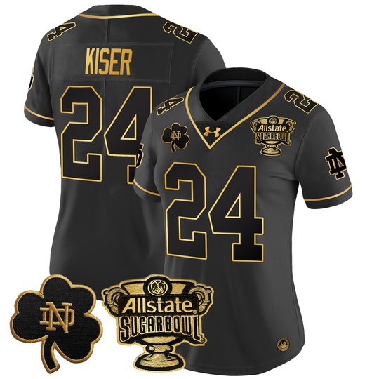 Women's Notre Dame Fighting Irish 2024 Sugar Bowl Gold Patch Vapor Limited Jersey V2 - All Stitched