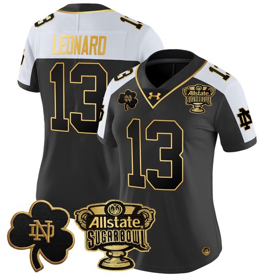 Women's Notre Dame Fighting Irish 2024 Sugar Bowl Gold Patch Vapor Limited Jersey V2 - All Stitched
