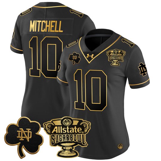 Women's Notre Dame Fighting Irish 2024 Sugar Bowl Gold Patch Vapor Limited Jersey V2 - All Stitched