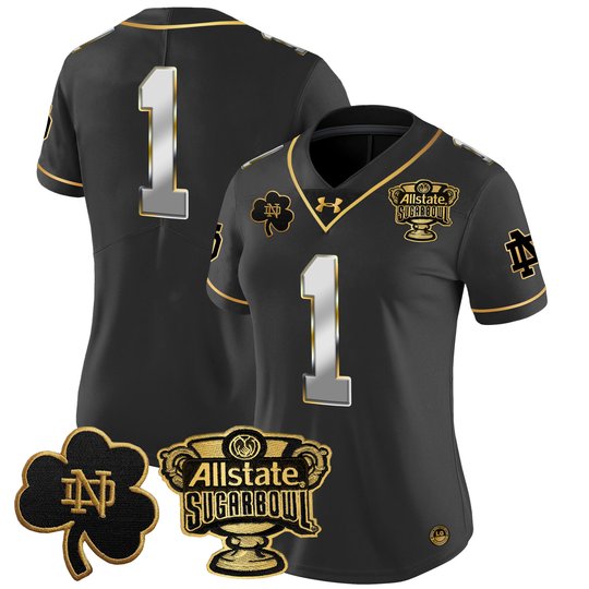 Women's Notre Dame Fighting Irish 2024 Sugar Bowl Gold Patch Vapor Limited Jersey V2 - All Stitched