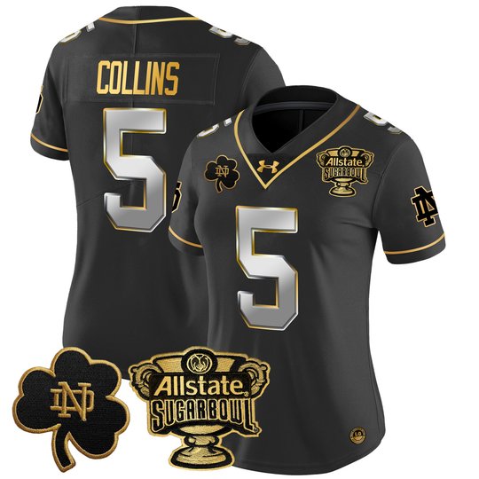 Women's Notre Dame Fighting Irish 2024 Sugar Bowl Gold Patch Vapor Limited Jersey V2 - All Stitched