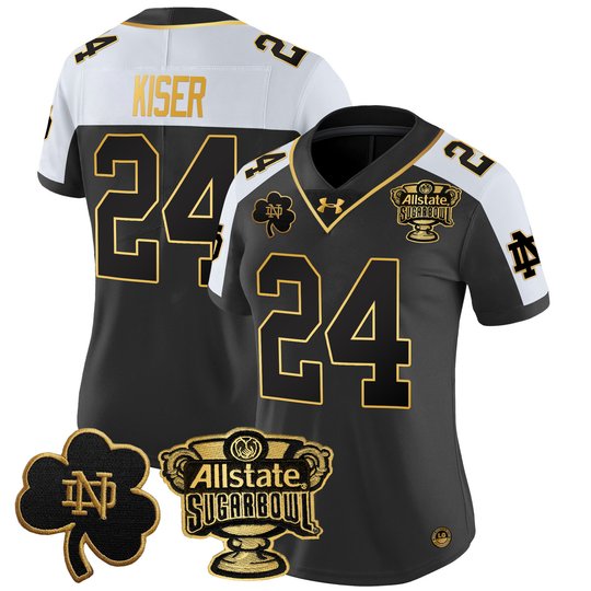 Women's Notre Dame Fighting Irish 2024 Sugar Bowl Gold Patch Vapor Limited Jersey V2 - All Stitched