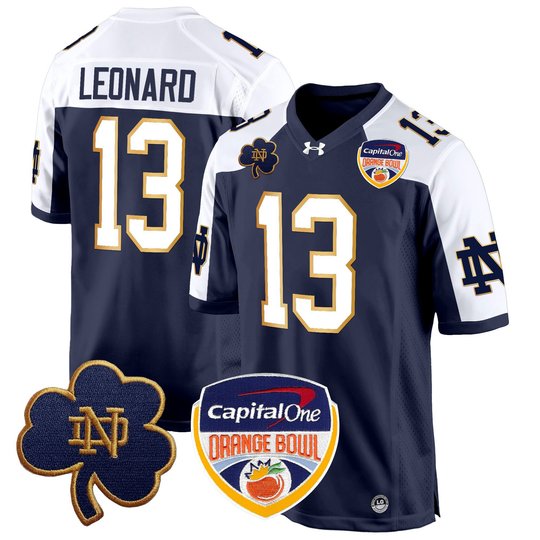 Men's Notre Dame Fighting Irish 2024 Orange Bowl Patch Game Jersey - All Stitched