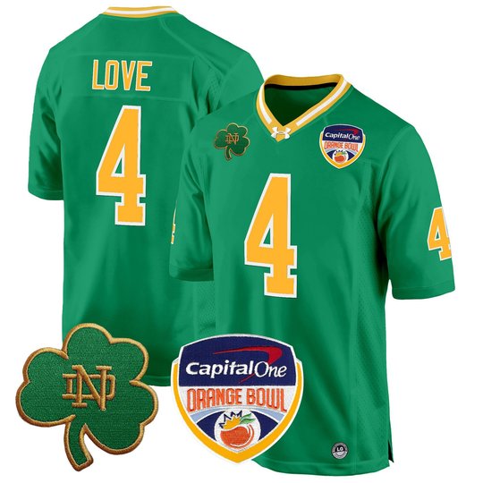 Men's Notre Dame Fighting Irish 2024 Orange Bowl Patch Game Jersey - All Stitched