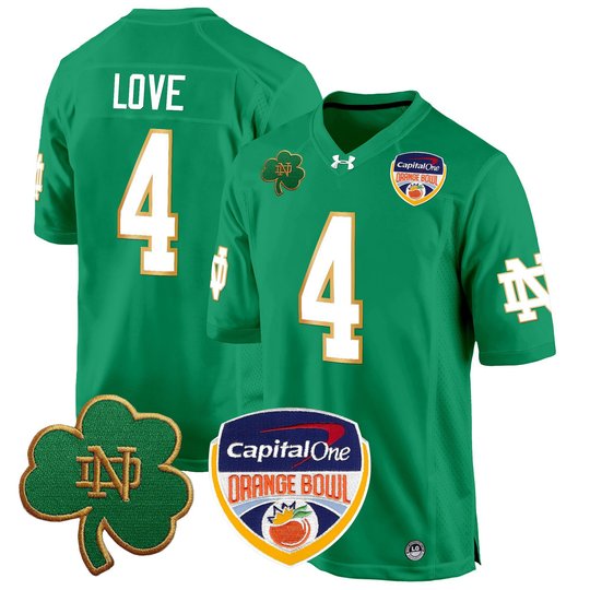 Men's Notre Dame Fighting Irish 2024 Orange Bowl Patch Game Jersey - All Stitched