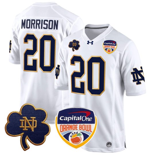 Men's Notre Dame Fighting Irish 2024 Orange Bowl Patch Game Jersey - All Stitched