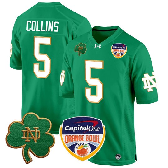Men's Notre Dame Fighting Irish 2024 Orange Bowl Patch Game Jersey - All Stitched