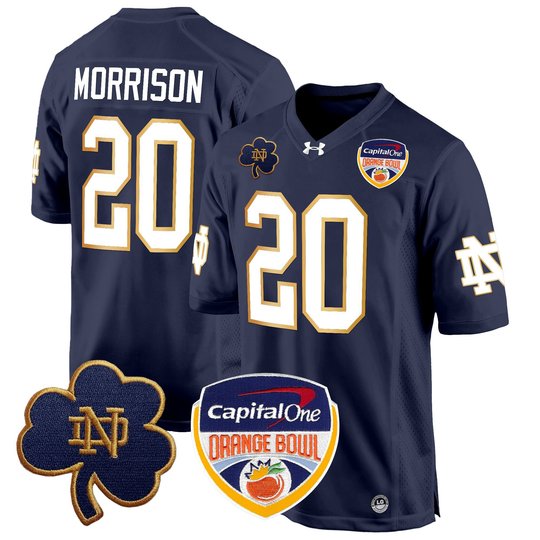 Men's Notre Dame Fighting Irish 2024 Orange Bowl Patch Game Jersey - All Stitched