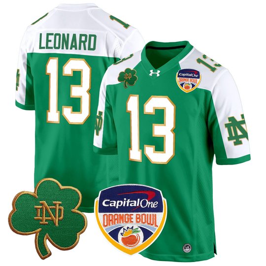 Men's Notre Dame Fighting Irish 2024 Orange Bowl Patch Game Jersey - All Stitched