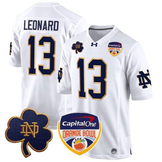 Men's Notre Dame Fighting Irish 2024 Orange Bowl Patch Game Jersey - All Stitched