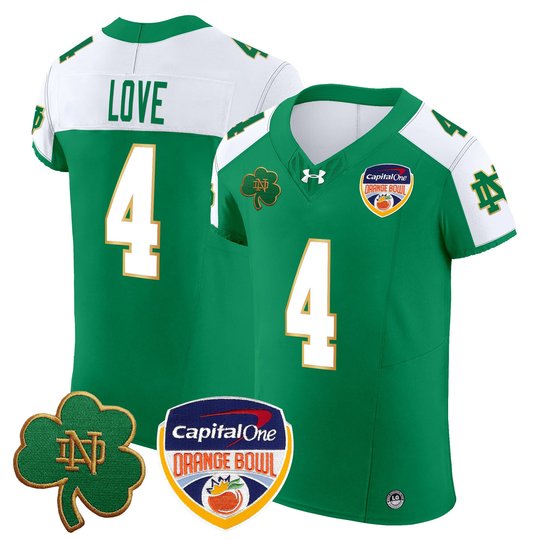 Men's Notre Dame Fighting Irish 2024 Orange Bowl Patch Vapor Elite Jersey - All Stitched