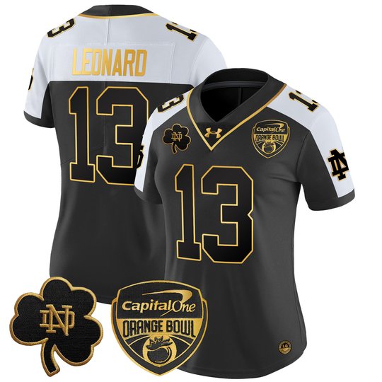 Women's Notre Dame Fighting Irish 2024 Orange Bowl Gold Patch Vapor Limited Jersey - All Stitched