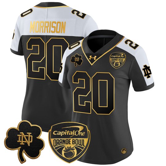Women's Notre Dame Fighting Irish 2024 Orange Bowl Gold Patch Vapor Limited Jersey - All Stitched