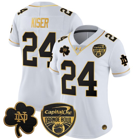 Women's Notre Dame Fighting Irish 2024 Orange Bowl Gold Patch Vapor Limited Jersey - All Stitched