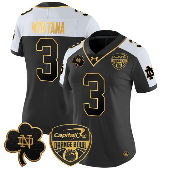 Women's Notre Dame Fighting Irish 2024 Orange Bowl Gold Patch Vapor Limited Jersey - All Stitched