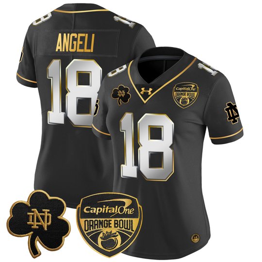 Women's Notre Dame Fighting Irish 2024 Orange Bowl Gold Patch Vapor Limited Jersey - All Stitched