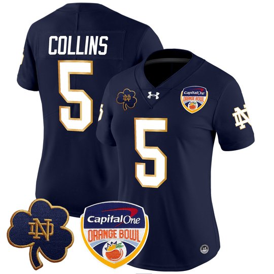 Women's Notre Dame Fighting Irish 2024 Orange Bowl Patch Vapor Limited Jersey - All Stitched