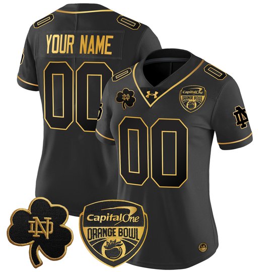 Notre Dame Fighting Irish 2024 Orange Bowl Gold Patch Vapor Limited Custom Jersey - All Stitched