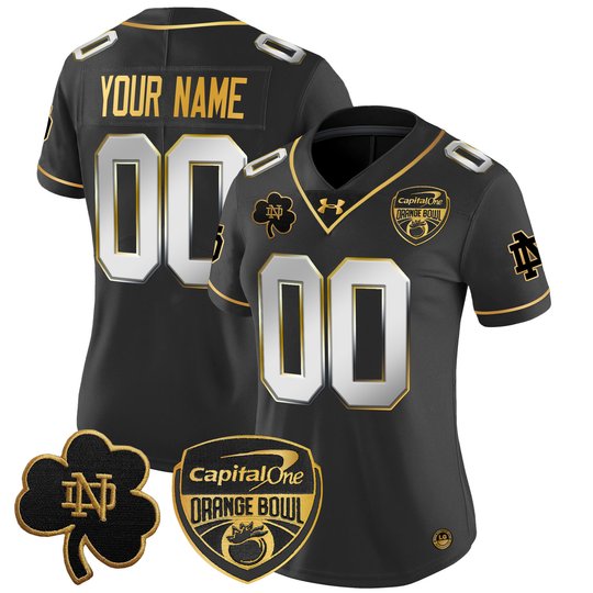 Notre Dame Fighting Irish 2024 Orange Bowl Gold Patch Vapor Limited Custom Jersey - All Stitched