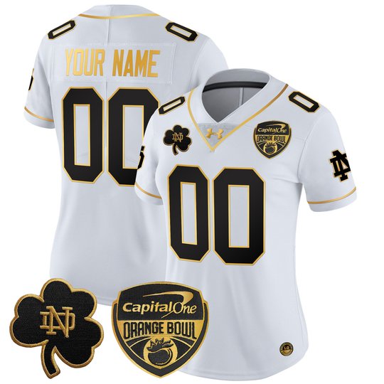 Notre Dame Fighting Irish 2024 Orange Bowl Gold Patch Vapor Limited Custom Jersey - All Stitched