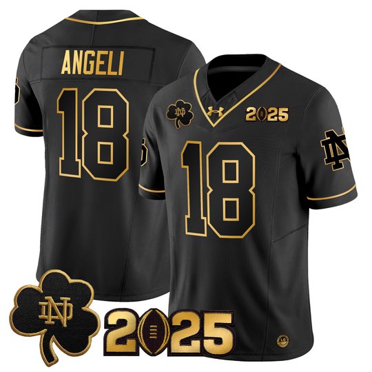 Men's Notre Dame Fighting Irish 2025 CFP Final Patch Gold Vapor Limited Jersey - All Stitched