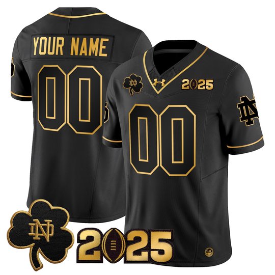 Notre Dame Fighting Irish 2025 CFP Final Patch Gold Vapor Limited Custom Jersey - All Stitched