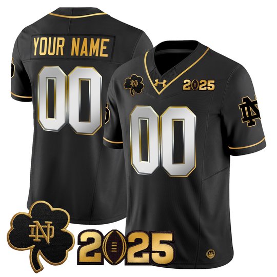 Notre Dame Fighting Irish 2025 CFP Final Patch Gold Vapor Limited Custom Jersey - All Stitched