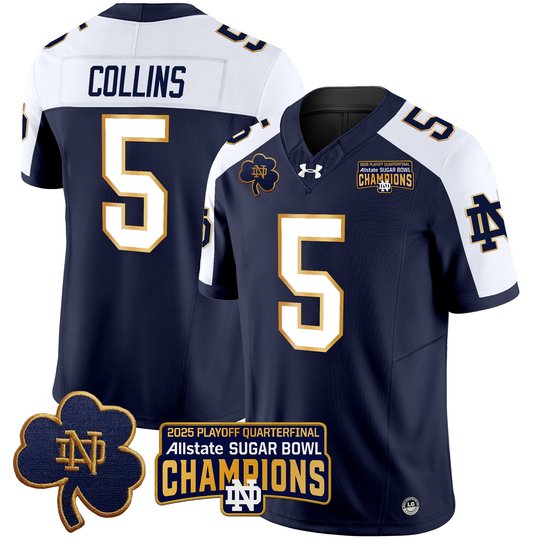 Men's Notre Dame Fighting Irish Playoff 2025 Sugar Bowl Champions Patch Vapor Limited Jersey - All Stitched