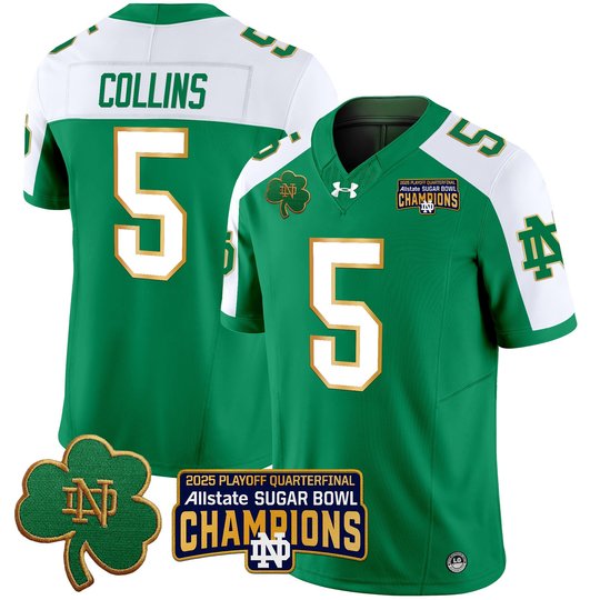 Men's Notre Dame Fighting Irish Playoff 2025 Sugar Bowl Champions Patch Vapor Limited Jersey - All Stitched
