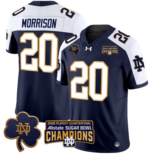 Men's Notre Dame Fighting Irish Playoff 2025 Sugar Bowl Champions Patch Vapor Limited Jersey - All Stitched